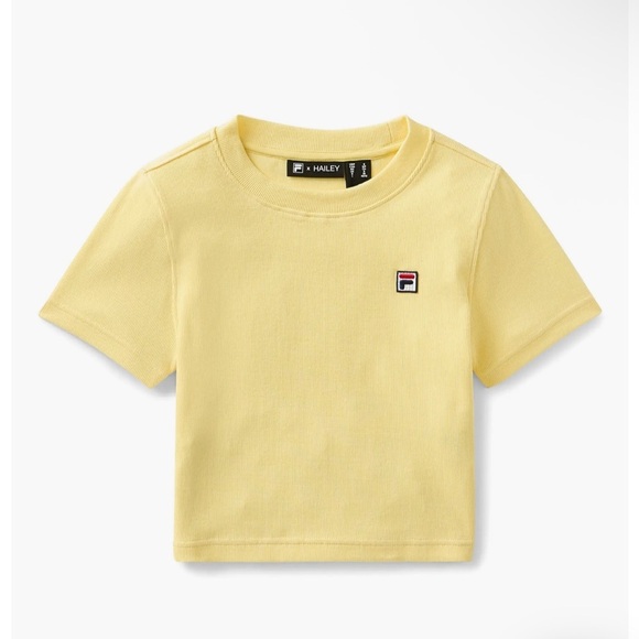NWT Filas x Hailey Stretch Cotton Rib Baby Tee Size XS Popcorn Yellow - Picture 1 of 11